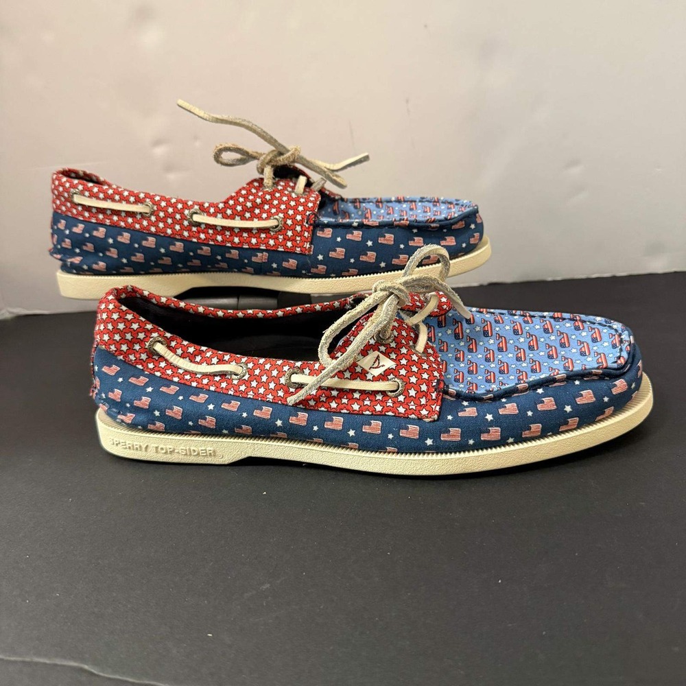 Sperry Vineyard Vines Boat Shoes Mens 9 American Flag Stars Patriotic STS19092